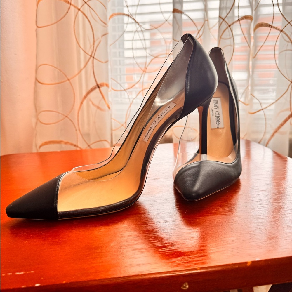 Jimmy Choo Black and Clear Heels